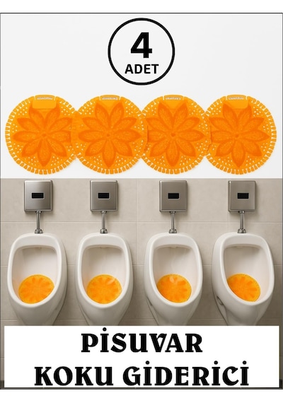 Cozley 4'lü Ekonomik Paket Mango Kokulu Pisuvar Süzgeci - Koku Giderici Sıçratma Önleyici Hijyenik Pisuvar Bloğu