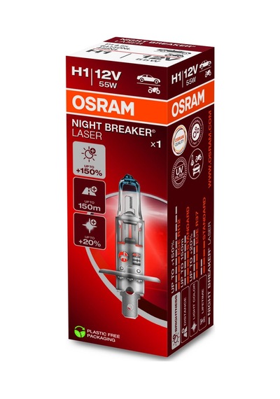 Osram Ampul Night Breaker Laser H1 12v 55w%100'ye Kadar Fazla Işık 150m'ye Kadar Fazla Görüş Açısı,%20'ye Kadar Beyaz Işık 64150nl