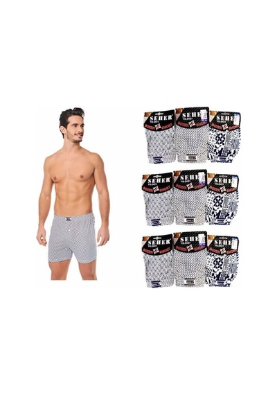 Seher Yıldızı Desenli Düğmeli Erkek Boxer 10'lu Paket