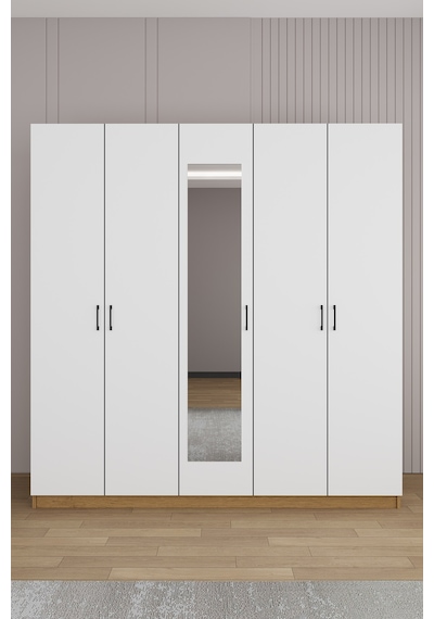 Yatak Odası Takımı 5 Parça %100 Mdf Gardırop Şifonyer Makyaj Masası Komodin Ytk02 Beyaz - Karına