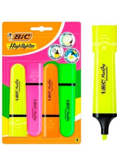 Bic Marking Flat Hıghlıghter 4'lü Blister Parlak Renkler Fosforlu Kalem Seti 517952 Çok Renkli Bic Marking Flat Hıghlıghter 4'lü Blister Parlak Renkler Fosforlu Kalem Seti 517952 Çok Renkli
