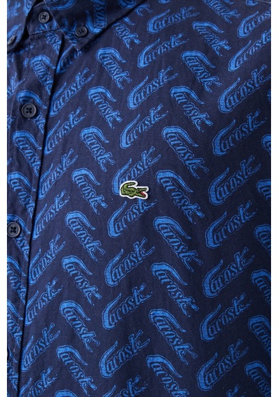Lacoste Mens Regular Fit Navy Shirt Standart Kesim Düğmeli Erkek Keten Gömlek Lacivert