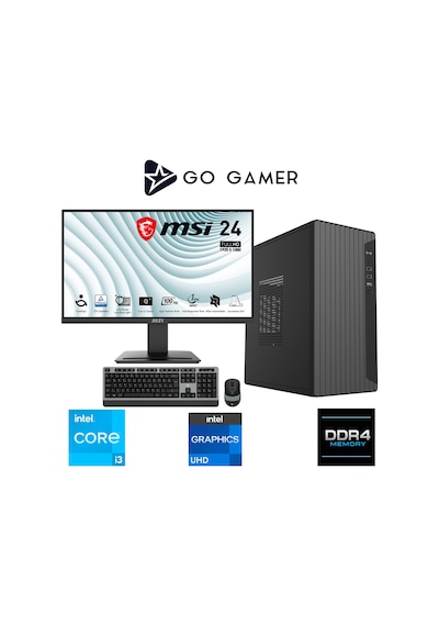 Go Gamer E01D i3-10100 8 GB 256 GB SSD 24" Free Dos Oem Paket Masaüstü Oyuncu Bilgisayarı
