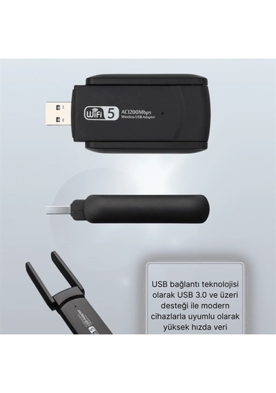 Realtek Chipsetli Dual Band 5g Destekli Yüksek Hızlı Usb Wifi Ağ Adaptörü