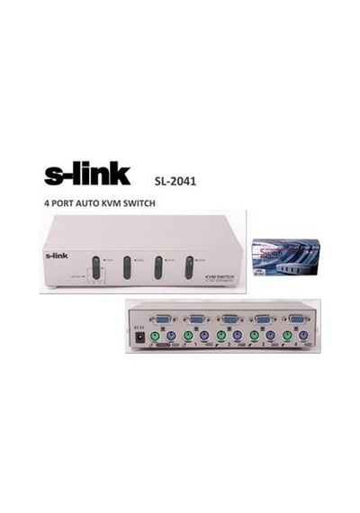 S-link Sl-2041 4pc-1mn Vga+ps-2 Otomatik Kvm Switch Kdo