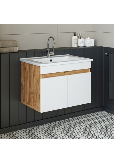 Roomart '' Lavabolu '' Atlantik-beyaz Mdf 65 Cm Banyo Alt Dolabı Atlantik Çam - Beyaz