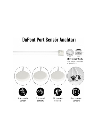 Hareket Sensörlü Led Anahtarı 12v-24v Dc Panel Arkası Gizli İnsan Algılama Sensörü Ayrı Kontrol Dupont Bağlantılı Dolap Mobilya Led Sensör Anahtarı Siyah