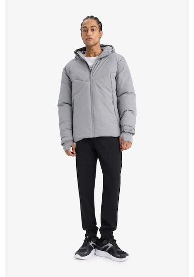 Defacto Defactofit Su İtici Regular Fit Kapüşonlu Fermuarlı Rüzgar Geçirmez Mont E9487ax25wngr91 Gri-gr91