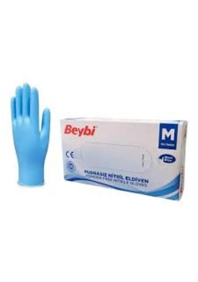 Beybi M Medium Pudrasız Mavi Nitril Muayene Eldiveni 20 Paket 1 Koli