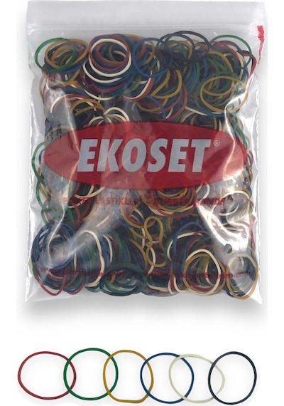 Ekoset Renkli Kauçuk Toka Lastiği Karışık 6 Renk 40 MM 1000 Adet