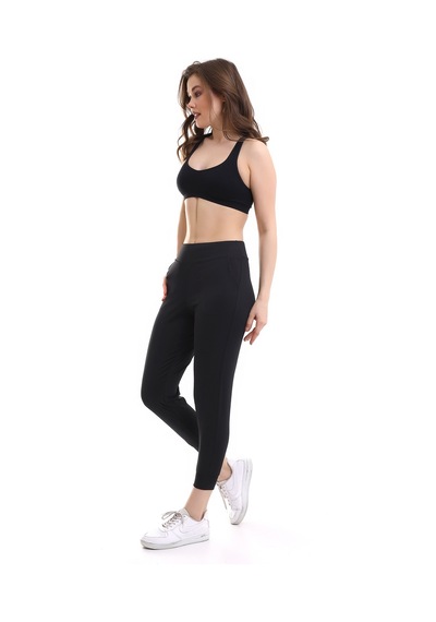 Winmoda34 Kadın Yüksek Bel Geniş Kemer Dalgıç Kumaş Jogger Full Likralı Tayt Eşofman Bilek Üstü Siyah