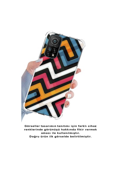 Xiaomi Redmi Note 9 Köşe Korumalı Antişok Kapak Labirent Grafiti Tasarımlı Şeffaf Silikon Kılıf