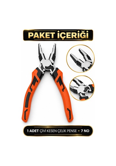 7 No Çivi Kesen Çelik Pense Güçlü Tutuş Kontrollü Kesim El Aleti