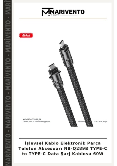 İşlevsel Kablo Elektronik Parça Telefon Aksesuarı Nb-q289b Type-c To Type-c Data Şarj Kablosu 60w