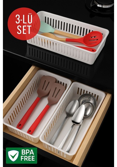 3'lü Çekmece İçi Kaşıklık Sepet Organizer Diğer