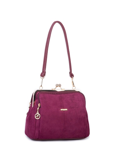 Nas Bag Burslu Klipsli Vintage Omuz Ve Çapraz Çanta 23x20 Cm Ebatlarındadır Bordo Süet