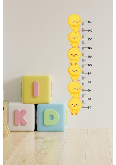 Sevimli Civcivler Boy Ölçer Duvar Sticker Seti