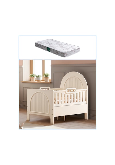 Mdf Beşik, Athena Büyüyen Beşik 90x130 - 1 Adet 90x130 Comfort Yatak Beyaz