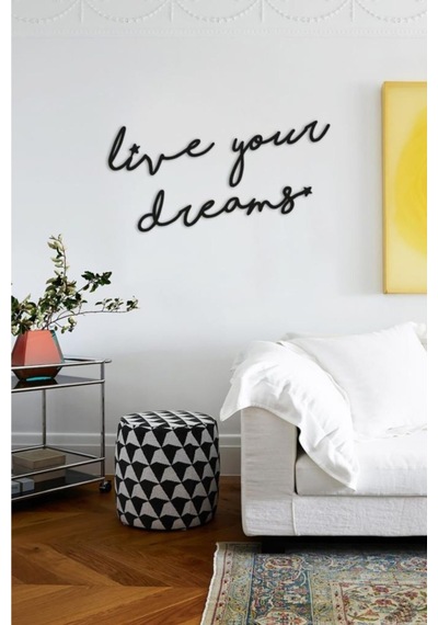 Dekoratif Live Your Dreams Ahşap Duvar Tablo Modern Yazı