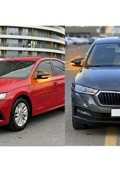 Skoda Octavia Mk4 2021 2022 2023 2024 Uyumlu Yarasa Batman Ayna Kapağı Seti Parlak Siyah