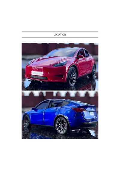 Tesla Model Y Diecast Model Araba 1:24 Sesli Işıklı Açılan Kapılar Jarj İstasyonlu Tesla Araba