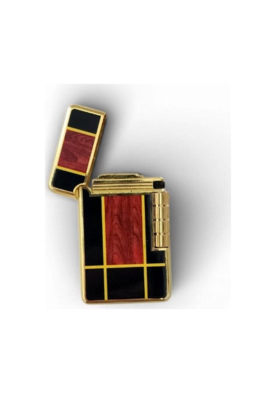 Premium Gold Detaylı Ahşap Desenli Lüks Metal Çakmak - Koleksiyonluk Tasarım