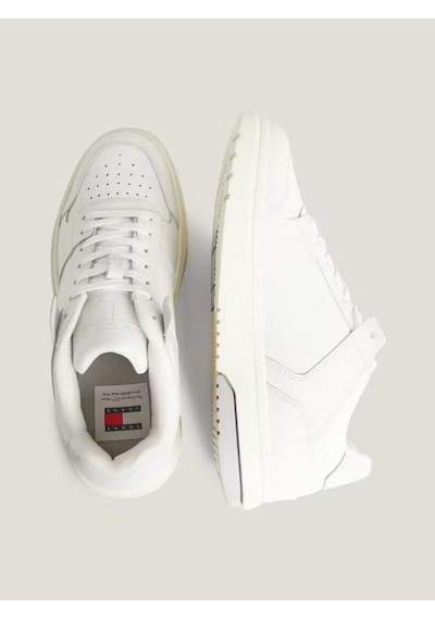 Tommy Hilfiger Leather Fine Cleat Skater Basketball Trainers En0en02423-ybı %100 Deri Kadın Spor Ayakkabı Beyaz