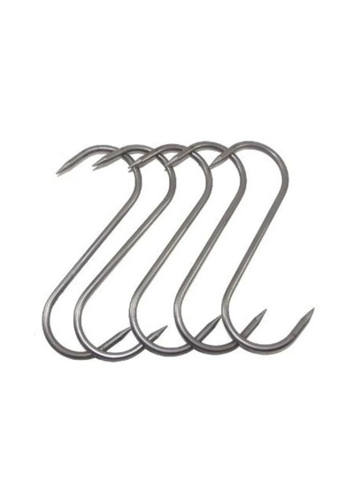 50'li Paket Et Kancası, Krom Kaplama, Et, Tavuk, Kasap Çengeli, 13,5 Cm, 4 Mm Kalınlıkta Açık Gri