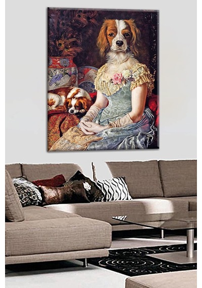 Talya Tablo Elbise Giyen Köpek Kanvas Tablo 50x35 No-3009