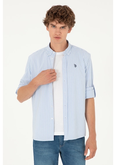 U.S. Polo Assn. Erkek Mavi Çizgili Gömlek 50288675-VR036 U.S. Polo Assn. Erkek Mavi Çizgili Gömlek 50288675-VR036