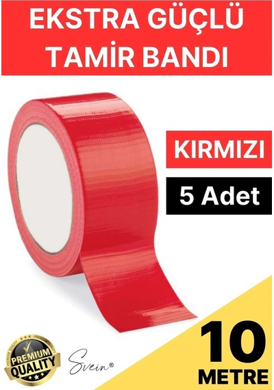 5 Adet 10 Mt Kırmızı Tamir Takviye Kapatıcı Güçlü Onarım Bandı Su Geçirmez Sızdırmaz Dayanım Çatlak