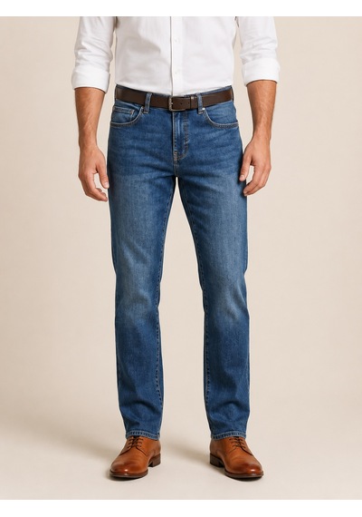 73456-73604 Erkek Regular Fit Mid Rise Mid Leg Denim Pantolon 73456-73604 Açık Mavi