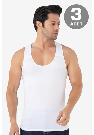 Marivento Premium Spor Atleti Tekstil Giyim Erkek İz Bırakmayan Dikişsiz Atlet Beyaz 3'lü Paket Beyaz-3