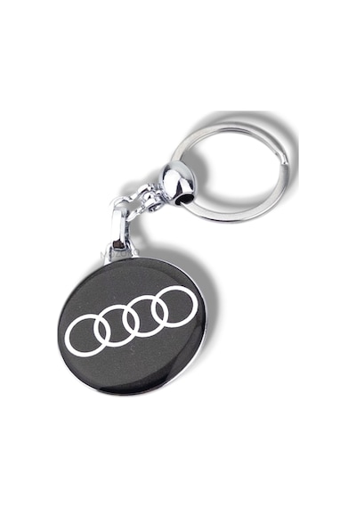 Yüksek Kaliteli Siyah Audi Logolu Damla Baskılı Şık Hediyelik Araç Anahtarlığı