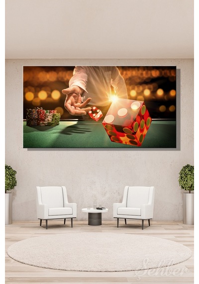 Kanvas Tablo Panoramik Yatay Tekli Ev Kafe Ofis Barbut Zar Atma Oyunu Fotoğraf 2705