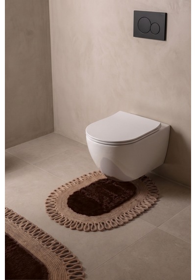 Banyo Paspası Takımı 60x100+40x60 Cm Dış Trikot Acı Kahve & Camel
