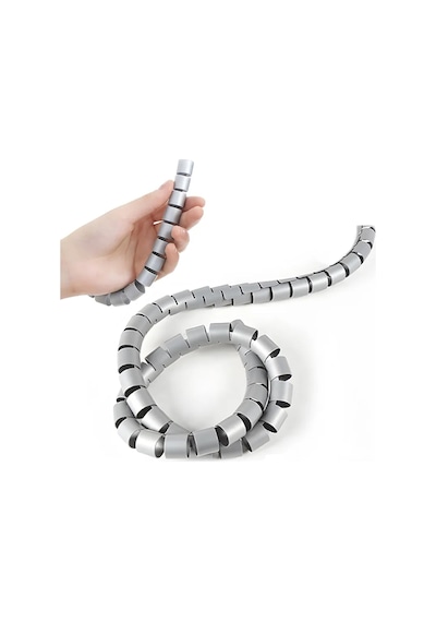 Aksesuarcı 16 Mm Gri 1 Metre Spiral Kablo Toplayıcı, Boru Tipi Kablo Düzenleyici 2 Adet