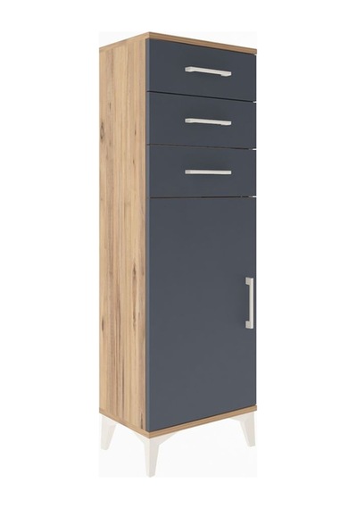 Arges Dolap 3 Çekmeceli Tek Kapaklı 44x30x134 Çam-antrasit Çam