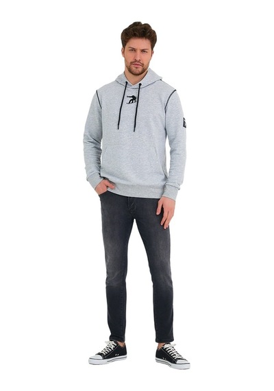 Adams Snowboard Nakış Logo Baskılı Gri Sweatshirt