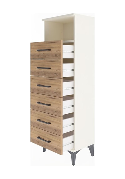 Arges Dolap Tek Raflı 6 Çekmeceli 44x30x134 Aytaşı-çam Aytaşı
