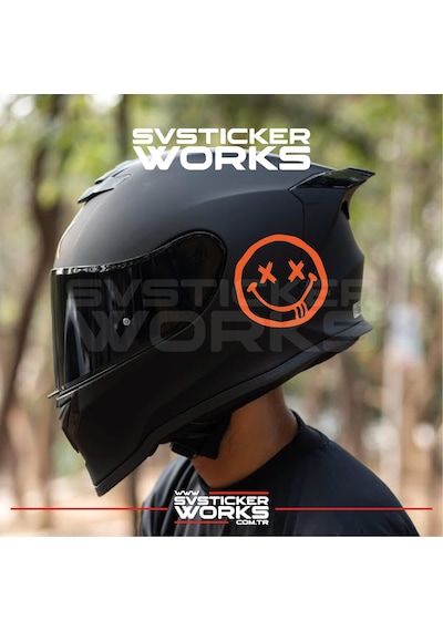 Smile Yazılı Kask Sticker Tüm Kasklar Uyumlu Tek Yön 1 Adet Turuncu