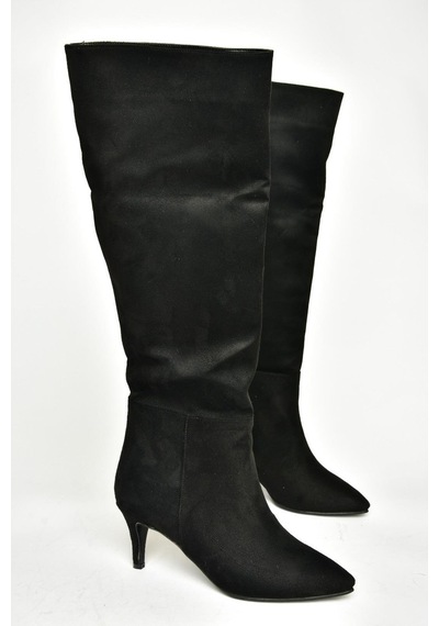 Fox Shoes N749204002 Siyah Süet Alçak Topuklu Kadın Çizme Siyah-süet