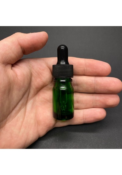 Cam Damlalıklı Şişe  Siyah Plastik Kapak Yeşil 5 ML