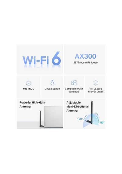 Lexroo Ma14h Ax300 Wi-fi 6 Kablosuz Usb Adaptör Yüksek Kazanç