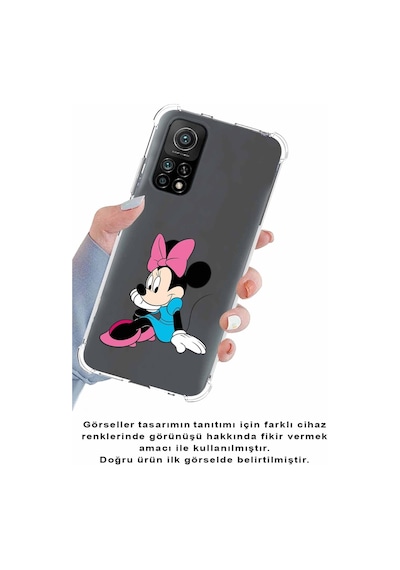 Xiaomi Poco F2 Pro Köşe Korumalı Antişok Kapak Minnie Mouse Tasarımlı Şeffaf Kılıf