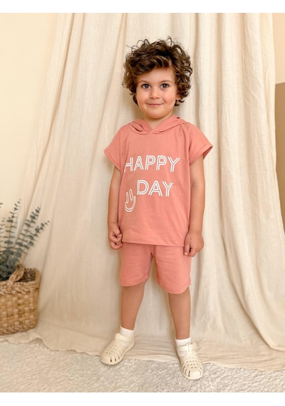 MiaBaby Kapüşonlu Yazlık Baskılı Takım 2404kpsnyzlyk Gülkurusu
