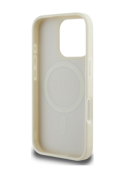 Apple Uyumlu iPhone 16 Pro Kılıf Guess Lisanslı Magsafe Özellikli Üçgen Logolu Pu Deri Peony Kapak Bej
