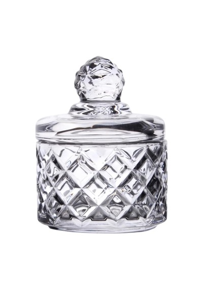 Lexroo Lüx Kristal Mini Cam Şekerlik & Cam Lokumluk, Kesme Cam Lüx Şekerlik 7.5cm 9.2cm - 06641 Çok Renkli