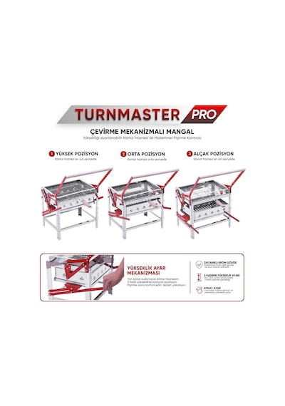 Çevirme Mekanizmalı Krom Mangal - Yükseklik Ayarlı - Argeus Turnmaster Pro Diğer