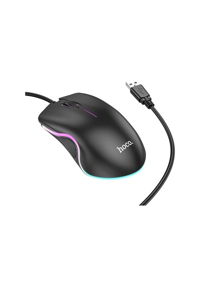Hoco Gm19 Rgb Led Işıklı Gamer Oyuncu Kablolu Optik Mouse- 5775 Siyah